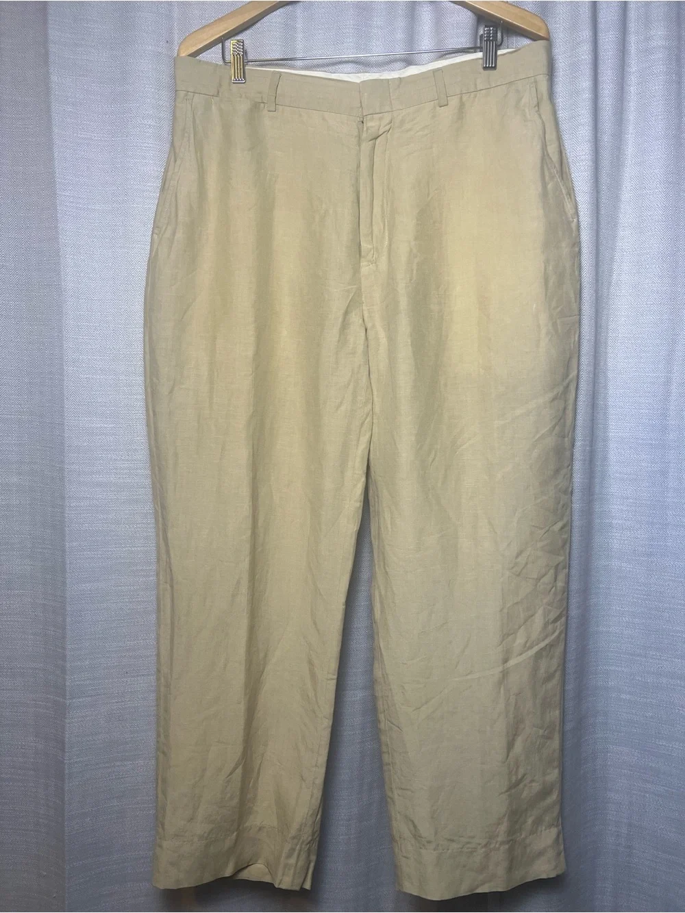 Polo Ralph Lauren Linen Silk Trousers Tan Beige Mens Sz 36x32 Measures 36x28.5